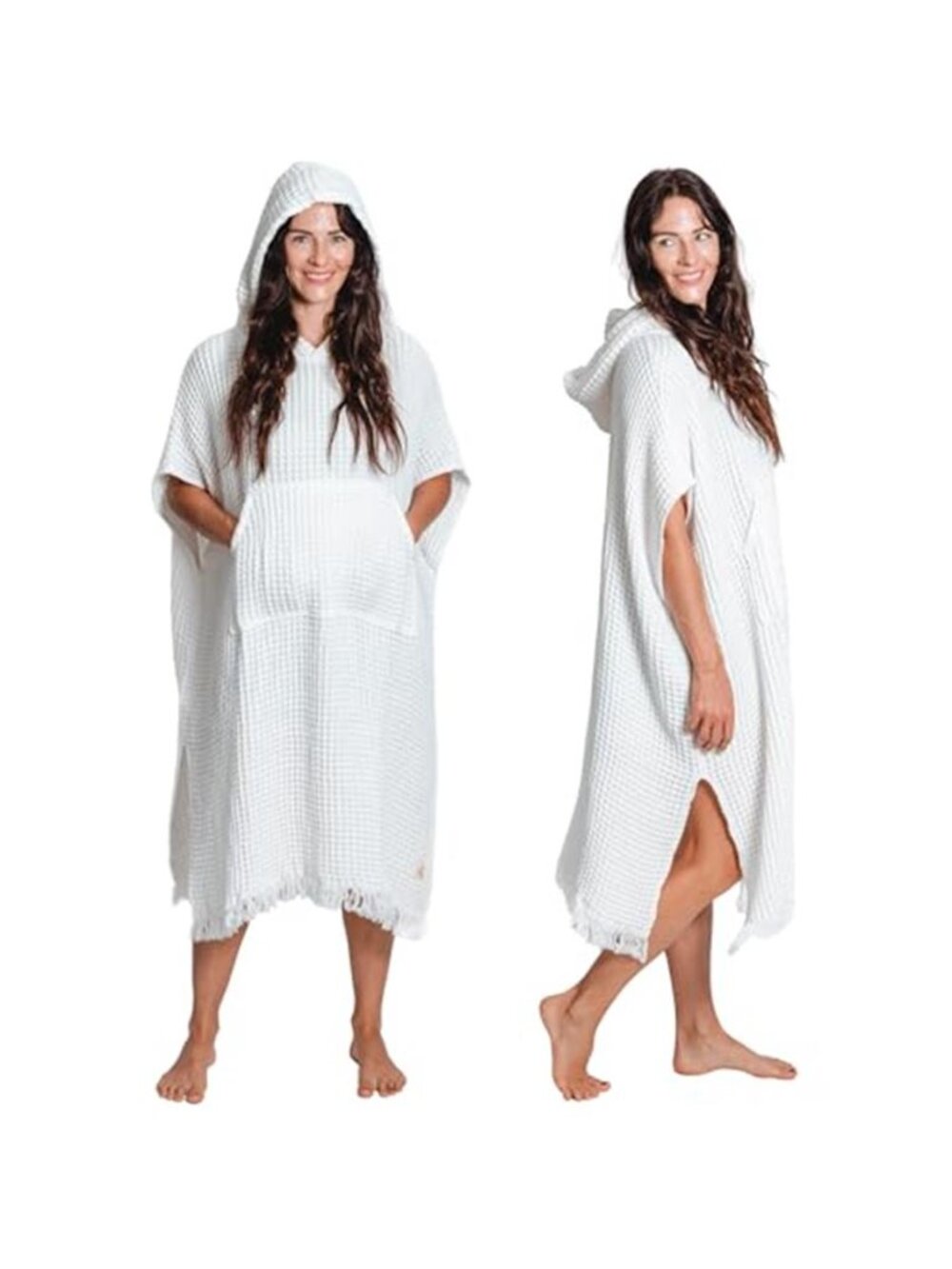 Turkish Cotton Hooded Changing Poncho Towel Beach Swim Cover Up Adult Blue